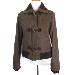 AEO Brown Wool Blend Bomber Style Jacket L
